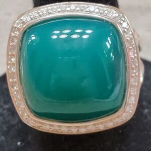David Yurman Green Onyx and Diamond Ring